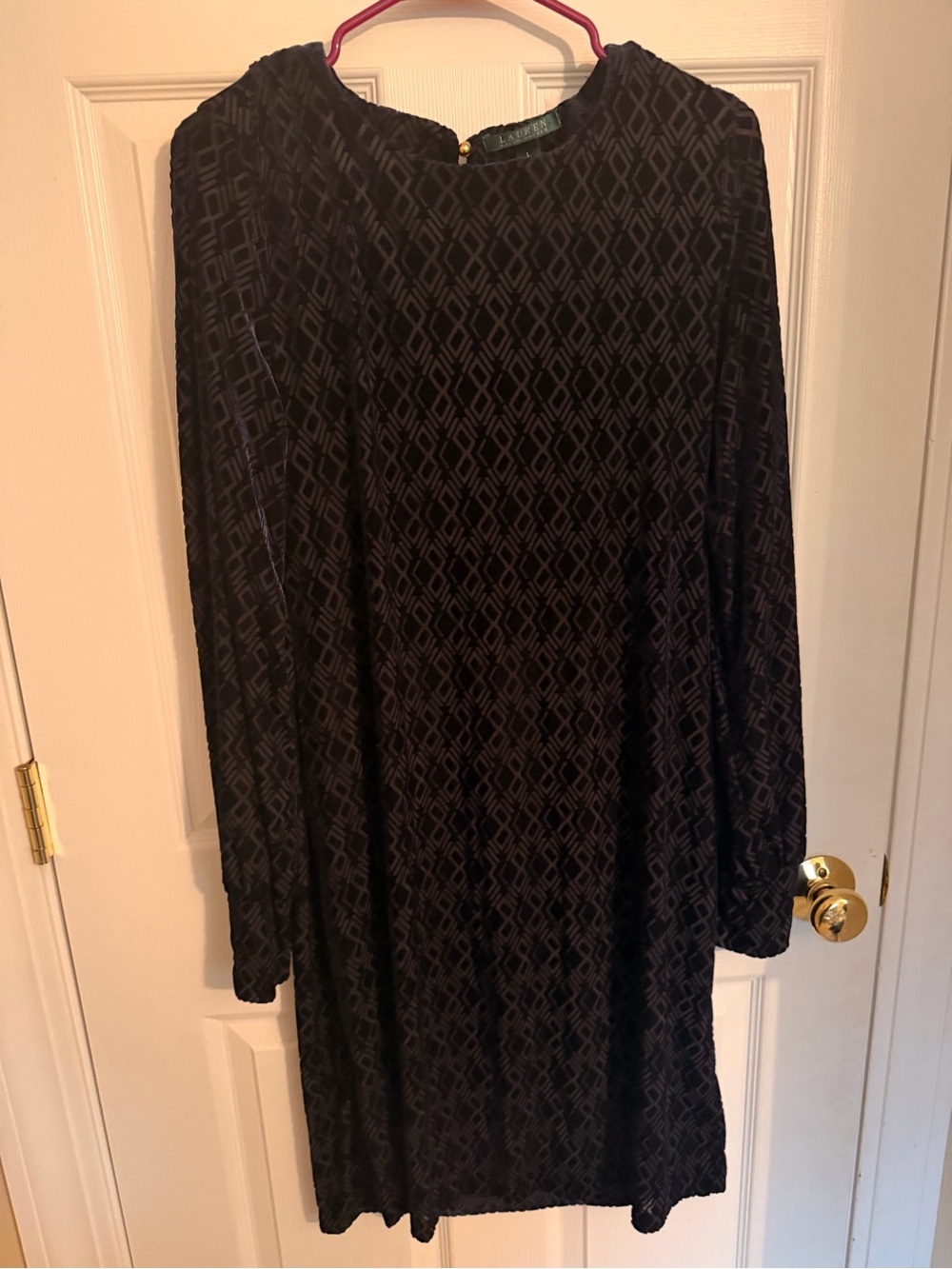 Ralph Lauren Navy Long-Sleeve Textured Dress